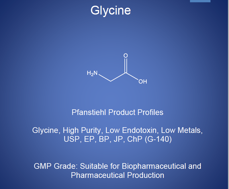 Pfanstiehl Secures Its 18th CDE Registration Number for Glycine (G-140)